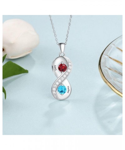 Natural Diamond Necklace With 2 Birthstones in 10K 14K 18K,Infinity Birthstone Necklace For Women(I2-I3 Clarity) STYLE1 $58.0...