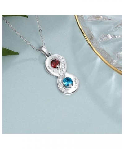 Natural Diamond Necklace With 2 Birthstones in 10K 14K 18K,Infinity Birthstone Necklace For Women(I2-I3 Clarity) STYLE1 $58.0...