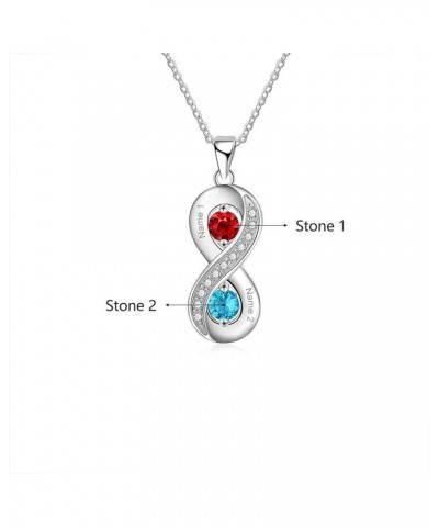 Natural Diamond Necklace With 2 Birthstones in 10K 14K 18K,Infinity Birthstone Necklace For Women(I2-I3 Clarity) STYLE1 $58.0...