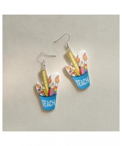 Stack of Books Dangle Earrings Pencil Crayon Letter Acrylic Earrings Students Teachers Gifts Back to School Graduation Gifts ...