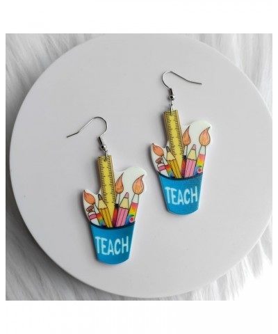 Stack of Books Dangle Earrings Pencil Crayon Letter Acrylic Earrings Students Teachers Gifts Back to School Graduation Gifts ...