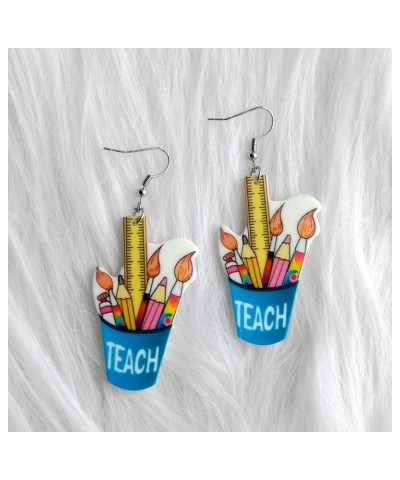 Stack of Books Dangle Earrings Pencil Crayon Letter Acrylic Earrings Students Teachers Gifts Back to School Graduation Gifts ...