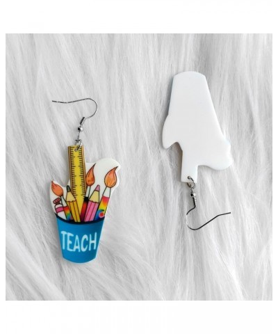 Stack of Books Dangle Earrings Pencil Crayon Letter Acrylic Earrings Students Teachers Gifts Back to School Graduation Gifts ...