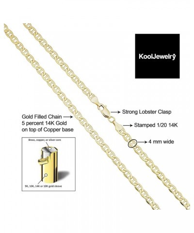 Solid 14k Yellow Gold Filled Mariner Link Chain Necklace for Men and Women (3.3 mm, 4 mm, 5 mm, 5.8 mm or 7.8 mm) 20 inch 4 m...