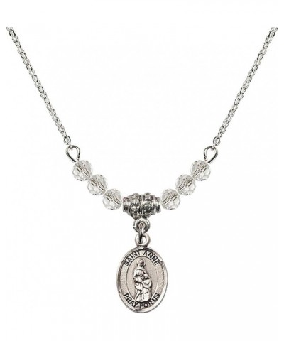 April Birth Month Bead Necklace with Catholic Patron Saint Petite Charm, 18 Inch Saint Anne $32.44 Necklaces