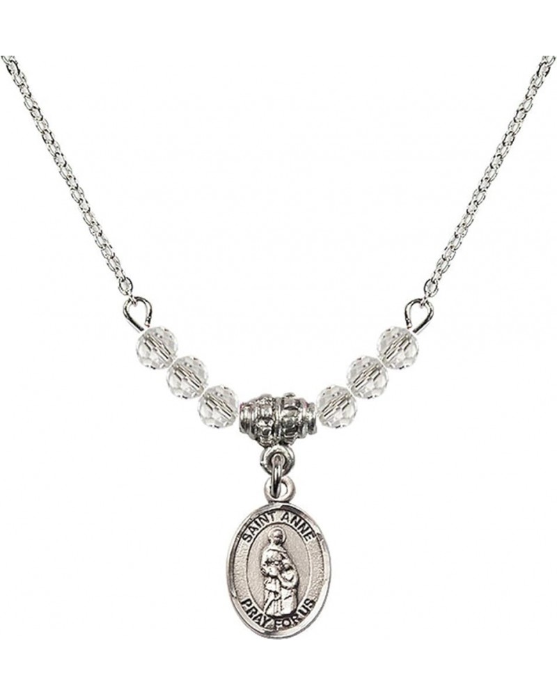 April Birth Month Bead Necklace with Catholic Patron Saint Petite Charm, 18 Inch Saint Anne $32.44 Necklaces