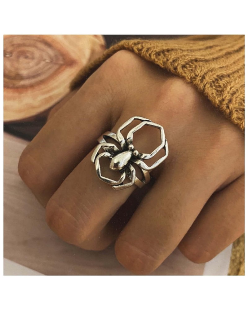 Gothic Spider Ring Silver Spider Oxidized Ring Chunky Statement Ring Punk Animal Ring Halloween Jewelry for Women and Girls $...