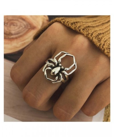 Gothic Spider Ring Silver Spider Oxidized Ring Chunky Statement Ring Punk Animal Ring Halloween Jewelry for Women and Girls $...