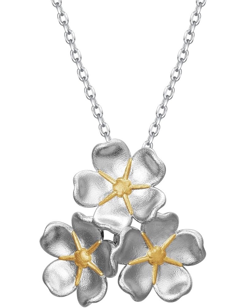 S925 Sterling Silver Floral Jewellery Flower Pendant Necklace for Women Birthday Gift Forget me not Necklace $15.91 Necklaces