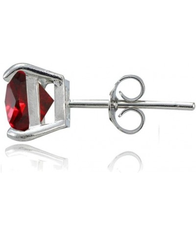 Sterling Silver Genuine, Created or Simulated Birthstone Gemstone 7mm Square Stud Earrings January-Garnet $16.23 Earrings