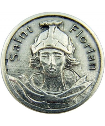 Saint Florian 1-1/8 Inch Silver Toned Base Pocket Token with Prayer $7.22 Pendants