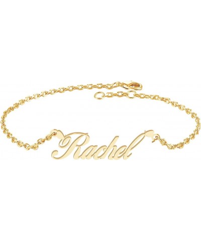 10K 14K 18K Real Gold Nameplate Bracelet for Women Teen Girls, 6, 6.5, 7, 7.5 inch Custom Name Bracelet Personalized Jewerly ...