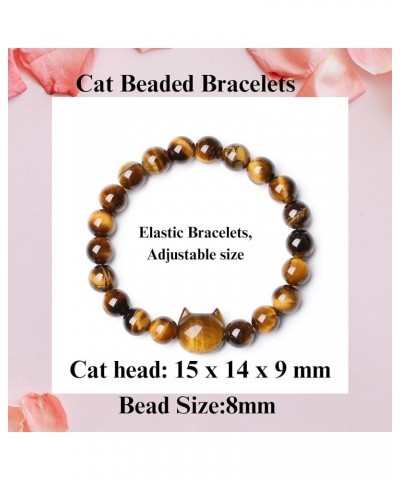 Cat Bracelets For Women Cat Beaded Bracelets For Women Men Cute Stretch Bracelet Cat Lover Gifts Good Luck Bracelet For Women...