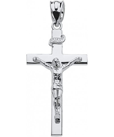 10K White Gold Catholic Linear Cross INRI Crucifix Pendant Charm - Choice of Size 3. Large (1.60") $88.39 Pendants