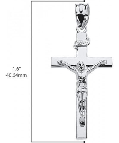 10K White Gold Catholic Linear Cross INRI Crucifix Pendant Charm - Choice of Size 3. Large (1.60") $88.39 Pendants