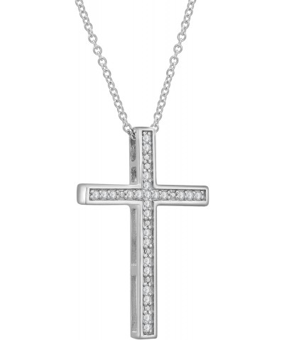 1/10 CT Diamond Cross Pendant Set in Sterling Silver, Necklace with 18" Cable Spring Ring Closure, Dainty Jewelry for Women, ...