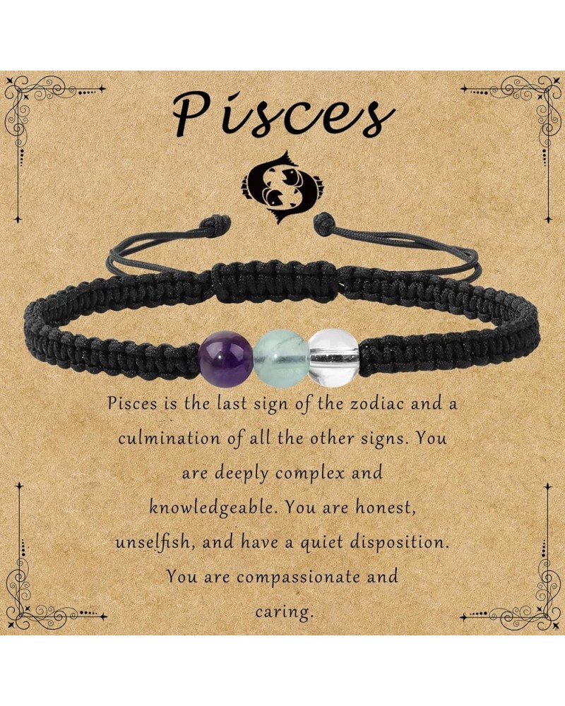 Zodiac Bracelets for Women Healing Crystal Stone 6mm Beads Bracelet Birthday Zodiac Gifts Horoscope Spiritual Bracelet Pisces...