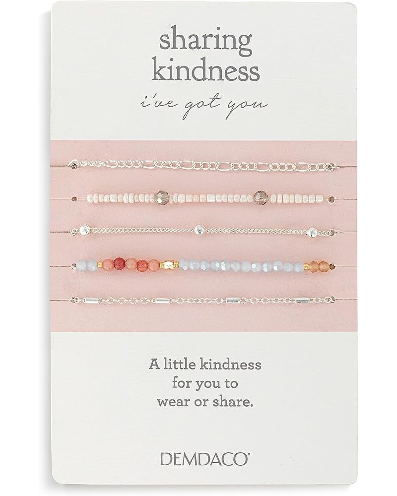 Sharing Kindness Womens Stone and Metal Layering Bracelet Set of 5 Orange, Red, and Gold Tone $13.74 Bracelets