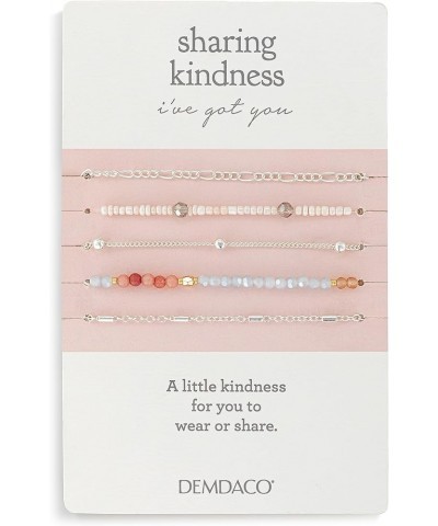 Sharing Kindness Womens Stone and Metal Layering Bracelet Set of 5 Orange, Red, and Gold Tone $13.74 Bracelets