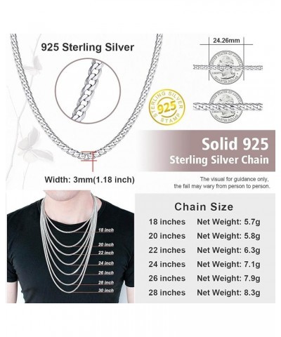 Solid Sterling Silver Cuban/Figaro Chain, with S925 Stamp, Men/Women Gifts Custom Available-Send Gift Box 24.0 Inches engrave...