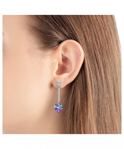 Heart Austrian Crystal Drop Long Dangling Earrings for Women 925 Sterling Silver Post Hypoallergenic Jewelry Vitrail Light $1...