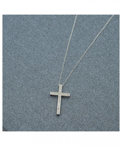 1/10 CT Diamond Cross Pendant Set in Sterling Silver, Necklace with 18" Cable Spring Ring Closure, Dainty Jewelry for Women, ...