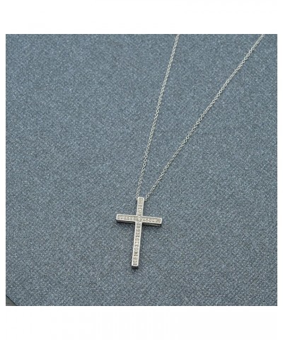 1/10 CT Diamond Cross Pendant Set in Sterling Silver, Necklace with 18" Cable Spring Ring Closure, Dainty Jewelry for Women, ...