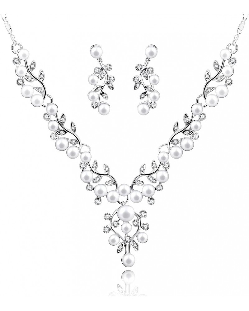 Alloy Crystal Wedding Jewelry Sets for Brides Rhinestone Necklace and Drop Earrings Platinum Plated Y644 Y644-CA152 $7.27 Jew...