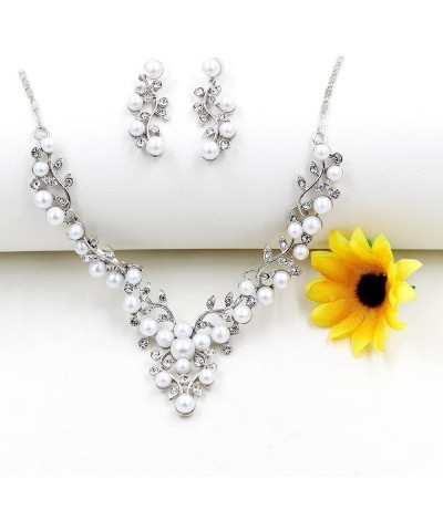 Alloy Crystal Wedding Jewelry Sets for Brides Rhinestone Necklace and Drop Earrings Platinum Plated Y644 Y644-CA152 $7.27 Jew...