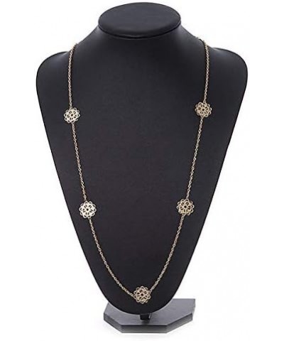 Long Gold Chain with Filigree Flower Motif Necklace - 106cm L $13.54 Necklaces