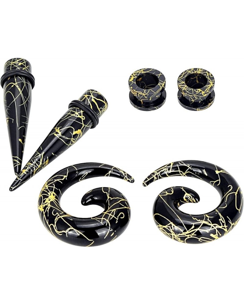 Acrylic Ear Stretching Kit Tapers Tunnels Spiral Expander Set 6pcs Ear Piercing Starter Gauges 8g-1/2 inch black, 6g(4mm) $8....