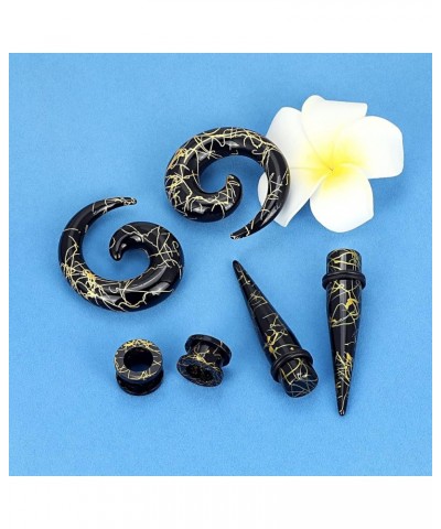 Acrylic Ear Stretching Kit Tapers Tunnels Spiral Expander Set 6pcs Ear Piercing Starter Gauges 8g-1/2 inch black, 6g(4mm) $8....