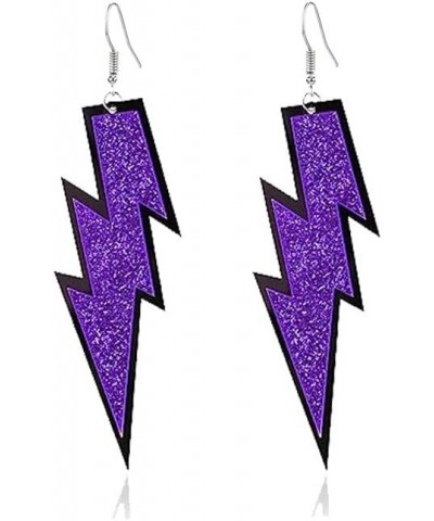 Women Lightning Bolt 80s Earrings Retro Neon Earrings Halloween Drop Dangle Earrings for 80s Party Costume Accessory purple $...