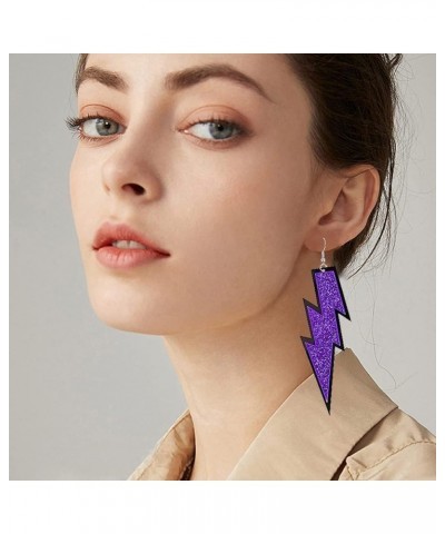 Women Lightning Bolt 80s Earrings Retro Neon Earrings Halloween Drop Dangle Earrings for 80s Party Costume Accessory purple $...