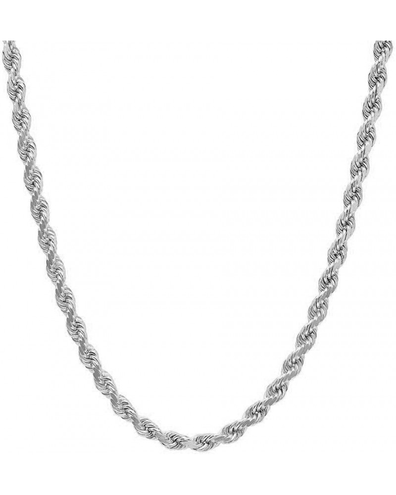 Solid 925 Sterling Silver 1MM 1.3MM 2MM 2.5MM 3MM 3.5MM 4MM 5MM Diamond-Cut Braided Rope Chain Italian Necklace, 14-36 Inch 2...