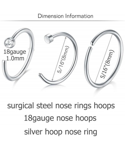 18G Nose Rings Hoop Nose Ring Surgical Stainless Steel Nose Rings Studs Screw L Shaped Nose Stud Nose Piercing Jewelry for Wo...