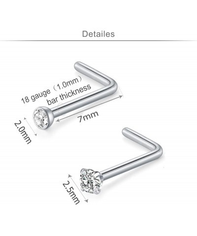 18G Nose Rings Hoop Nose Ring Surgical Stainless Steel Nose Rings Studs Screw L Shaped Nose Stud Nose Piercing Jewelry for Wo...