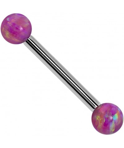 Purple Synthetic Opal 14k Gold Straight Barbell 14k White Gold | 18G | 1/2" (13mm) $76.80 Body Jewelry