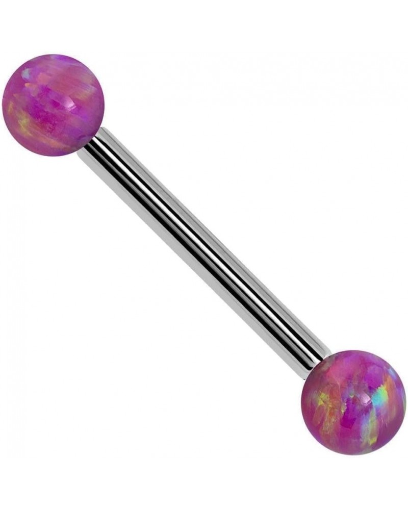 Purple Synthetic Opal 14k Gold Straight Barbell 14k White Gold | 18G | 1/2" (13mm) $76.80 Body Jewelry