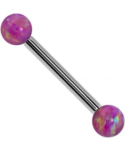 Purple Synthetic Opal 14k Gold Straight Barbell 14k White Gold | 18G | 1/2" (13mm) $76.80 Body Jewelry