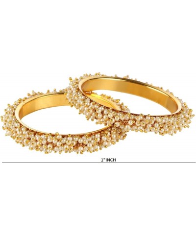 Fashion Jewelry Indian Bollywood Gold Tone Crystal Beaded Bracelets Bangle Set (2 Pieces) For Women, 2-8, Alloy White (Set of...