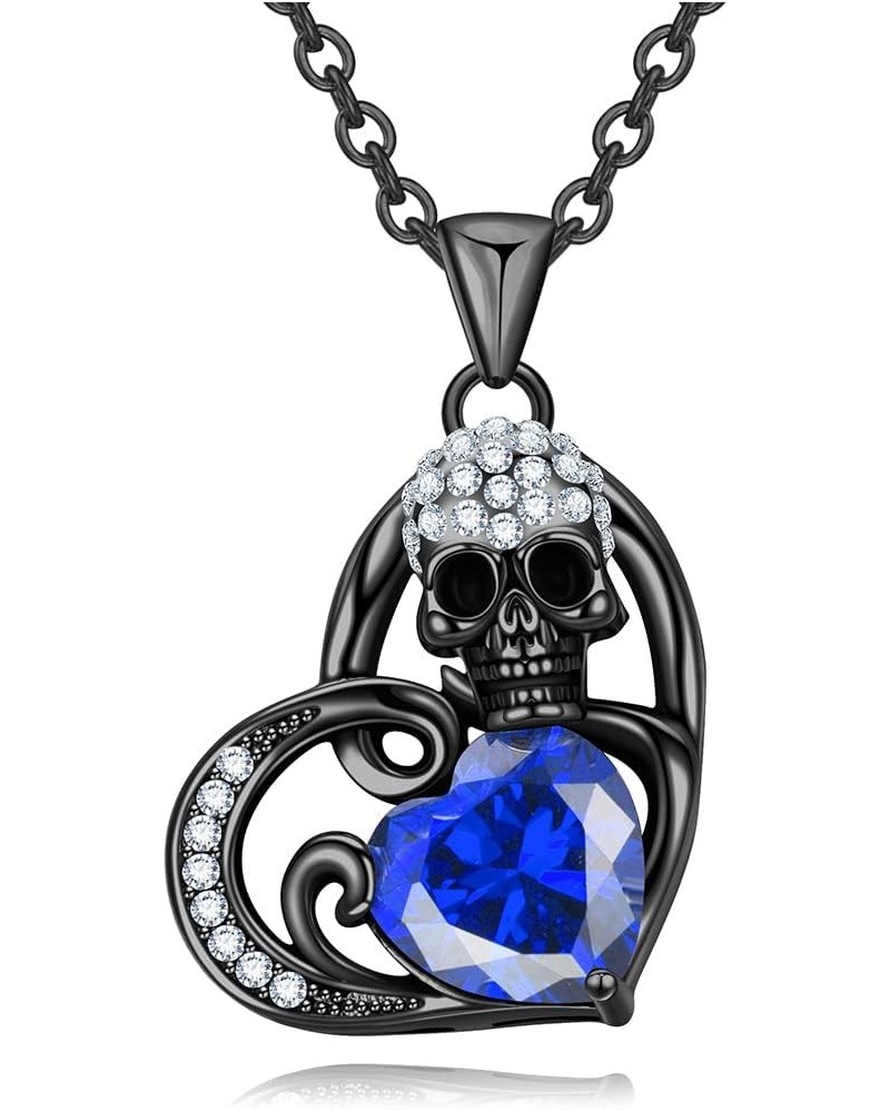 Heart Women's Pendant Necklaces Birthstone Birthday Black Gothic Skull Jewelry Gifts for Women Girls Her Sister Christmas Val...