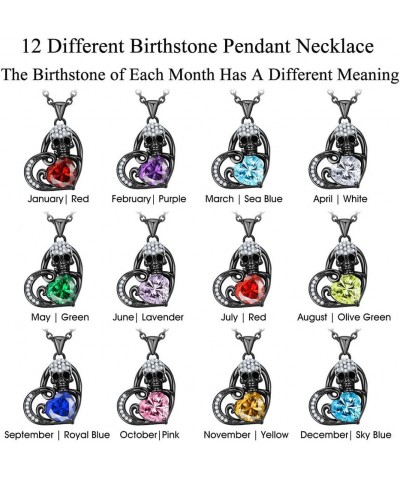 Heart Women's Pendant Necklaces Birthstone Birthday Black Gothic Skull Jewelry Gifts for Women Girls Her Sister Christmas Val...