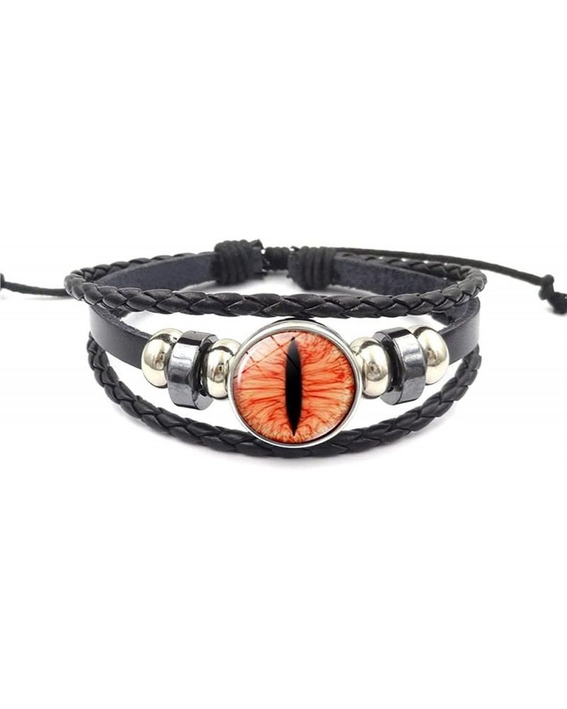 Retro Cat Dragon Eyes Bracelet Cuff Multilayer Woven Beaded Leather Animal Eyes Bracelet for Women Girls Fashion Time Gems Ey...