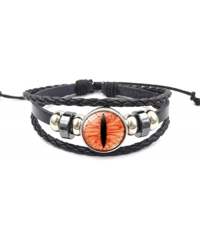 Retro Cat Dragon Eyes Bracelet Cuff Multilayer Woven Beaded Leather Animal Eyes Bracelet for Women Girls Fashion Time Gems Ey...