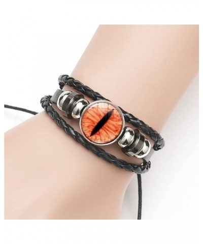 Retro Cat Dragon Eyes Bracelet Cuff Multilayer Woven Beaded Leather Animal Eyes Bracelet for Women Girls Fashion Time Gems Ey...