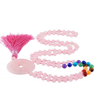 108 Mala Bracelet Stone Necklace Prayer Beads 7 Chakra Meditation Handmade Jewelry for Women Rose Quartz $11.66 Bracelets