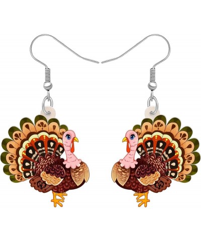 Acrylic Fall Thanksgiving Gifts Cute Turkey Earrings Dangle Pumpkin Jewelry Farm Animals Accessories for Women Girls Turkey W...