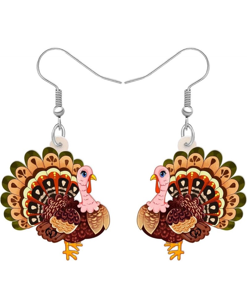 Acrylic Fall Thanksgiving Gifts Cute Turkey Earrings Dangle Pumpkin Jewelry Farm Animals Accessories for Women Girls Turkey W...