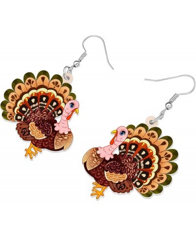 Acrylic Fall Thanksgiving Gifts Cute Turkey Earrings Dangle Pumpkin Jewelry Farm Animals Accessories for Women Girls Turkey W...